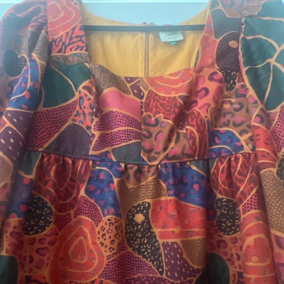 Farm Rio Hidden Animals Print Fleece Puff Sleeve Mini Dress XL - Picture 2 of 6